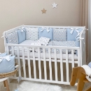 Set lenjerie patut bebe 7 piese Dots albastru (8)
